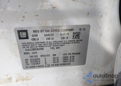 2020 Buick Encore Fwd Essence из США, поврежденный, VIN KL4CJCSB0LB042990